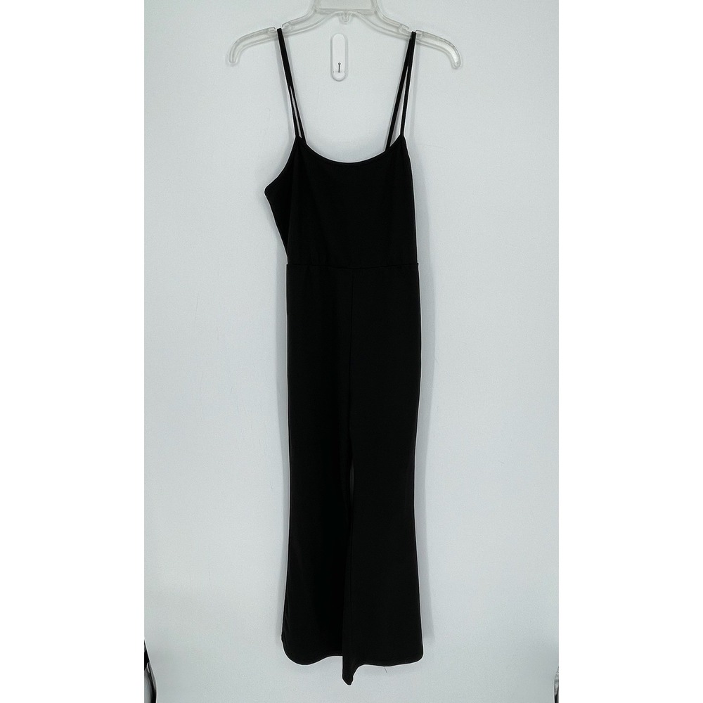 SHEIN Women's Black Spaghetti Strap Stretch Flare Leg Night Out Jumpsuit Size S